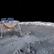 Concepto artístico del Beresheet sobre la superficie lunar